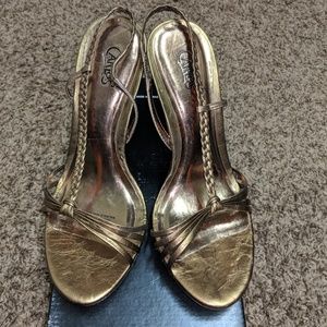 Bronze sling back heels